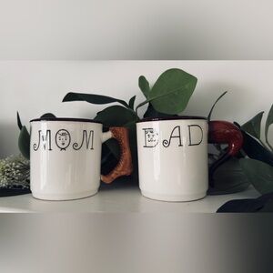 Antique Lefton Ceramic Dad and Mom ☕️ Coffee Mug Set with Unique Handles Japan